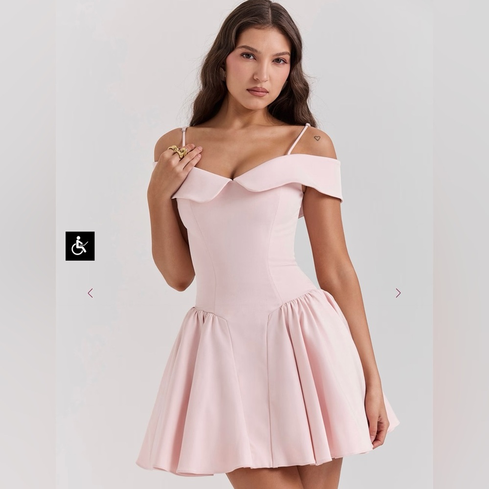 House of CB Elida Pink Off Shoulder Mini Dress